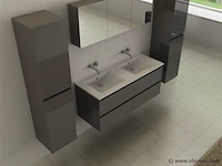 Badkamermeubel torino | 120 cm | met zijkasten | muurkranen | hoogglans antraciet met witte wasbak - afbeelding 2 van  5