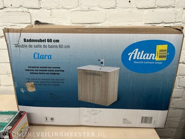Badkamermeubel twee deuren 60 cm atlantic, clara, wit - afbeelding 3 van  5