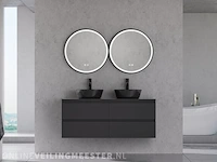 Badkamermeubel zonder wasbak met 2x led spiegel karo, 64.0018, matzwart, bouwjaar cm