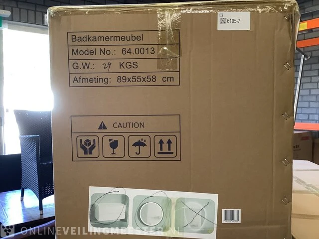 Badkamermeubel zonder wasbak met led spiegel karo, 64.0013, hoogglans wit - afbeelding 2 van  3