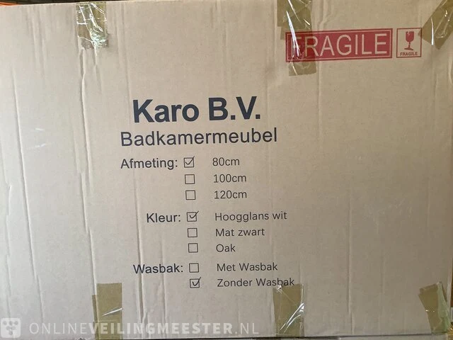 Badkamermeubel zonder wasbak met led spiegel karo, 64.0013, hoogglans wit - afbeelding 3 van  3