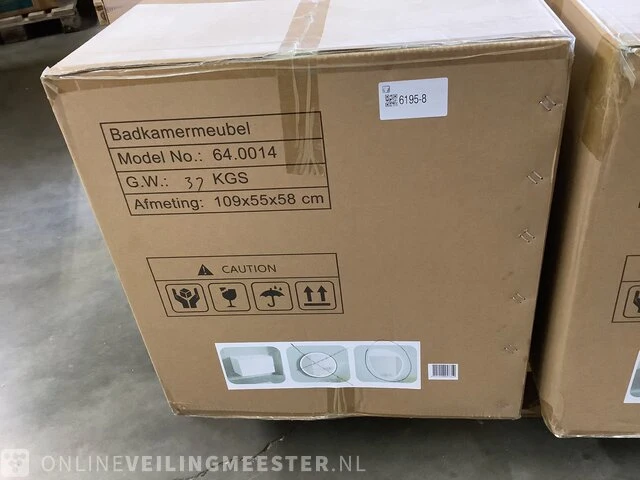 Badkamermeubel zonder wasbak met led spiegel karo, 64.0014, hoogglans wit - afbeelding 2 van  3