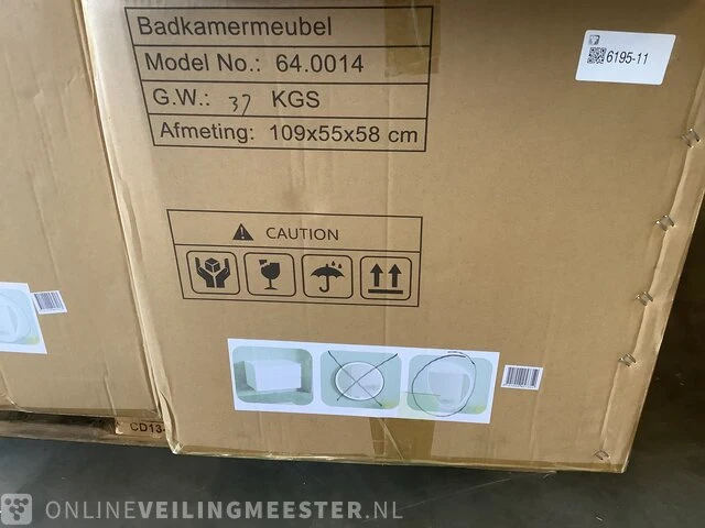 Badkamermeubel zonder wasbak met led spiegel karo, 64.0014, hoogglans wit - afbeelding 2 van  3
