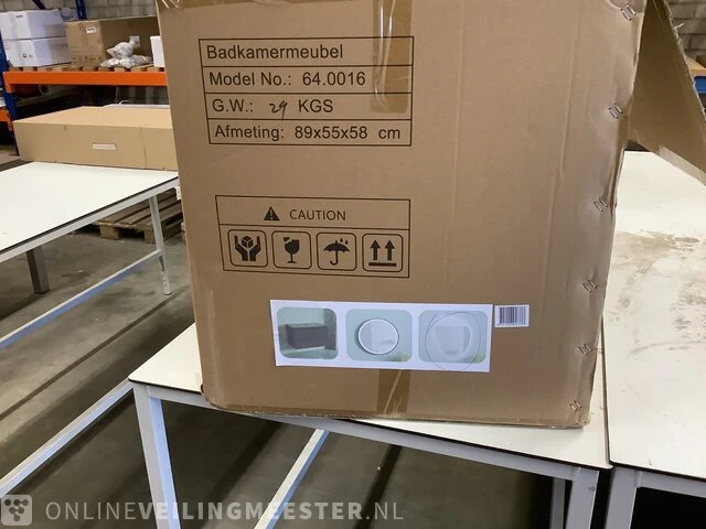 Badkamermeubel zonder wasbak met led spiegel karo, 64.0016, matzwart - afbeelding 3 van  4