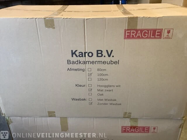 Badkamermeubel zonder wasbak met led spiegel karo, 64.0017, matzwart - afbeelding 2 van  3