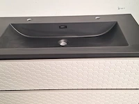 Badkamermeubelset, hexagon, mat wit - afbeelding 2 van  5