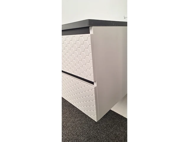 Badkamermeubelset, hexagon, mat wit - afbeelding 3 van  5