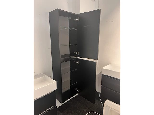 Badkamermeubelset incl hoge kast thebalux, mat zwart - afbeelding 5 van  5