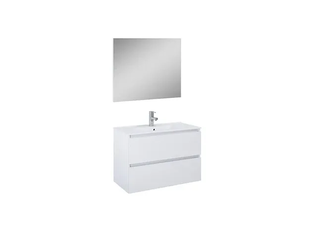 Badkamermeubelset met spiegel 80 cm atlantic, heon, hoogglans wit - afbeelding 1 van  3