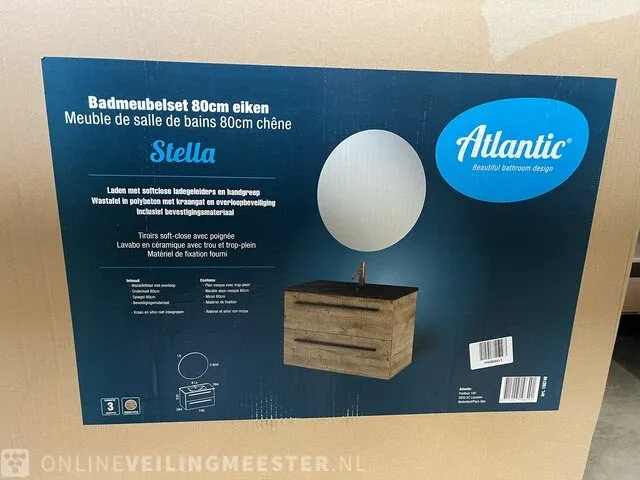 Badkamermeubelset met spiegel en zwarte wastafel atlantic, stella - afbeelding 3 van  5