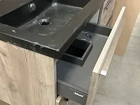 Badmeubel 120 – 4 laden craft oak zwarte keramische wastafel met kraangat chromen greep hr badmeubelen - afbeelding 7 van  7