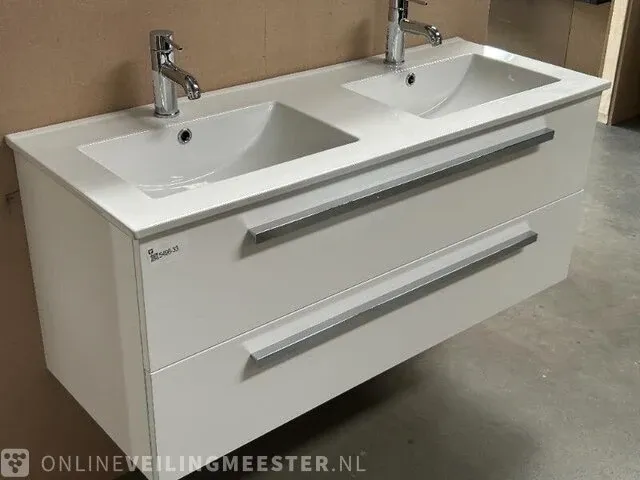 Badmeubel 120 met porseleinen wastafel hr badmeubelen, badmeubel, wit - afbeelding 2 van  6