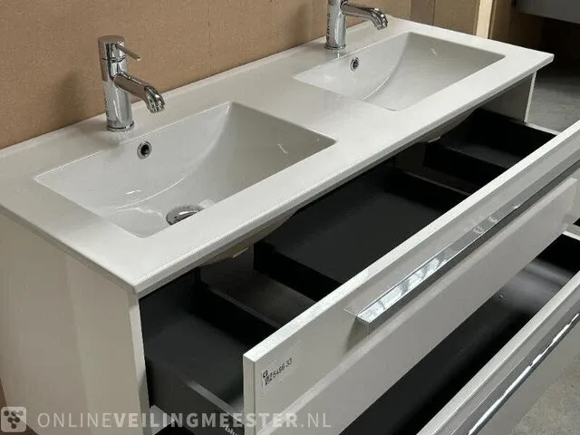 Badmeubel 120 met porseleinen wastafel hr badmeubelen, badmeubel, wit - afbeelding 3 van  6