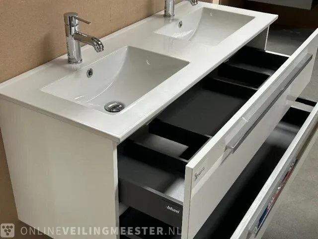 Badmeubel 120 met porseleinen wastafel hr badmeubelen, badmeubel, wit - afbeelding 4 van  6