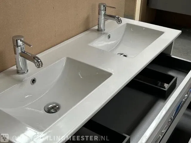 Badmeubel 120 met porseleinen wastafel hr badmeubelen, badmeubel, wit - afbeelding 5 van  6