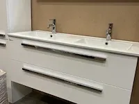 Badmeubel 120 met porseleinen wastafel hr badmeubelen, badmeubel, wit - afbeelding 1 van  12