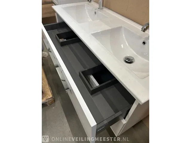 Badmeubel 120 met porseleinen wastafel hr badmeubelen, badmeubel, wit - afbeelding 8 van  12