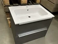 Badmeubel 70cm beton antraciet met kunststeen wastafel - afbeelding 3 van  6