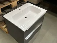 Badmeubel 70cm beton antraciet met kunststeen wastafel - afbeelding 4 van  6