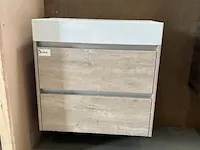 Badmeubel 75 xxl met porseleinen wastafel hr badmeubelen, badmeubel, stone oak - afbeelding 1 van  10