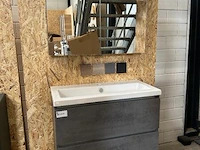 Badmeubel 80 + keramische wastafel + spiegelkast sanox, badmeubel, beton antraciet - afbeelding 1 van  12