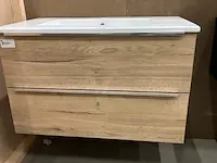 Badmeubel 90cm + hoge kast sanox, badmeubel, natuur eiken - afbeelding 2 van  9