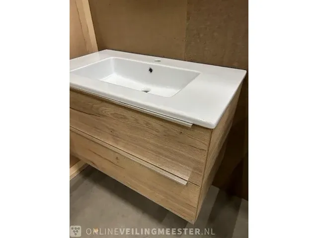 Badmeubel 90cm + hoge kast sanox, badmeubel, natuur eiken - afbeelding 4 van  9