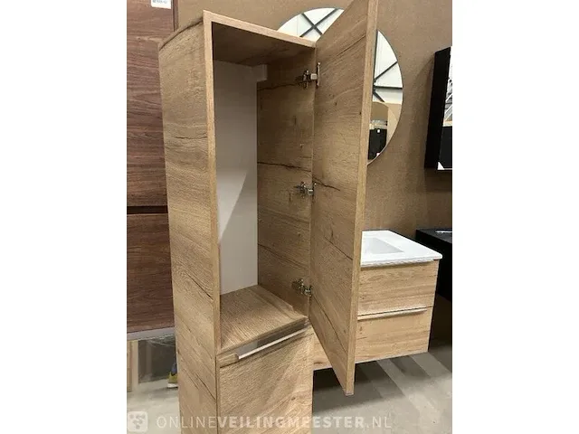 Badmeubel 90cm + hoge kast sanox, badmeubel, natuur eiken - afbeelding 8 van  9