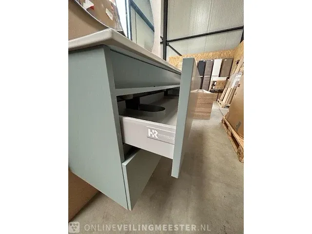 Badmeubel greeploos 120 met porseleinen wastafel hr badmeubelen, badmeubel, fjord groen - afbeelding 8 van  9