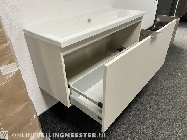 Badmeubel inc wastafel zonder kraangaten, taupe - afbeelding 2 van  8