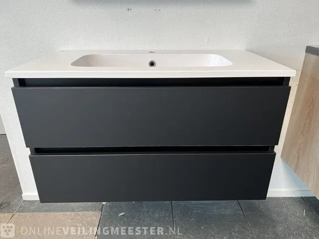 Badmeubel incl acryl wastafel arcqua, matzwart - afbeelding 1 van  8