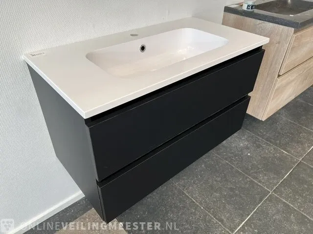 Badmeubel incl acryl wastafel arcqua, matzwart - afbeelding 2 van  8