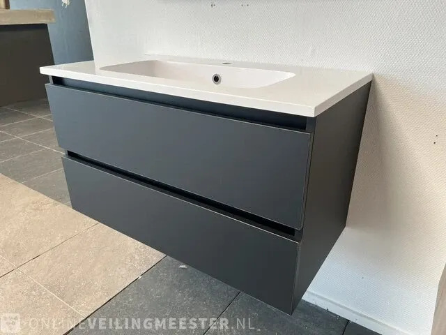 Badmeubel incl acryl wastafel arcqua, matzwart - afbeelding 3 van  8