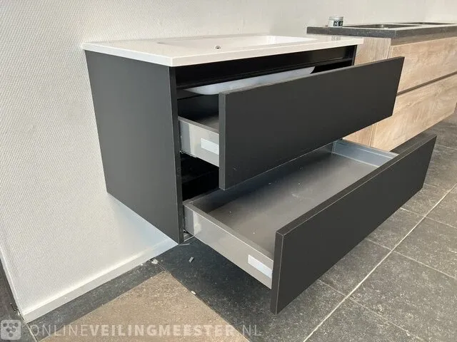 Badmeubel incl acryl wastafel arcqua, matzwart - afbeelding 4 van  8