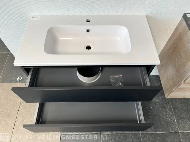 Badmeubel incl acryl wastafel arcqua, matzwart - afbeelding 5 van  8