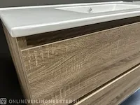 Badmeubel incl keramische wastafel detremmerie, donker eiken - afbeelding 6 van  8