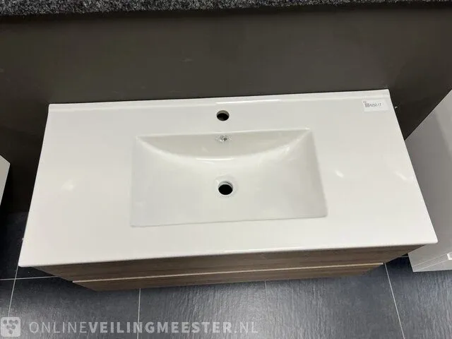 Badmeubel incl keramische wastafel detremmerie, donker eiken - afbeelding 7 van  8