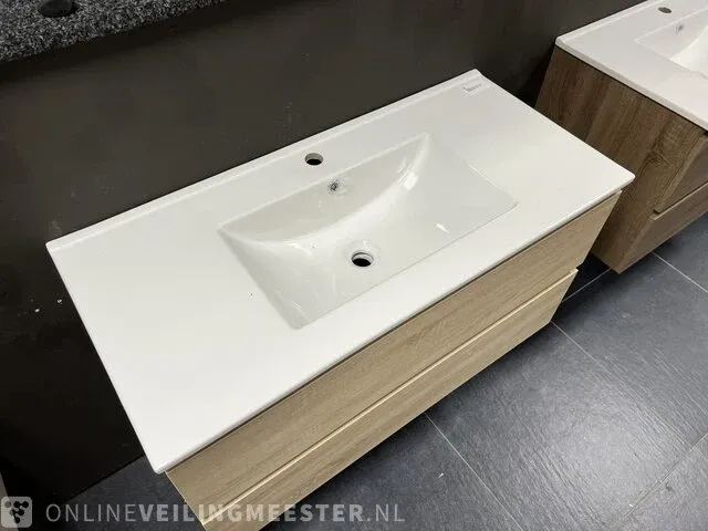 Badmeubel incl keramische wastafel detremmerie, eiken - afbeelding 8 van  8