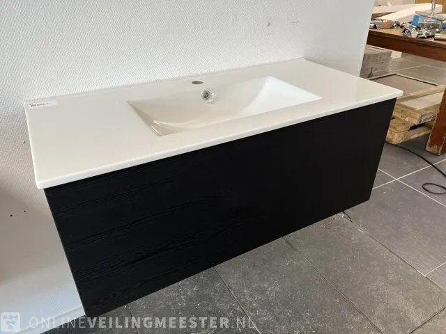 Badmeubel incl keramische wastafgel hr, matzwart - afbeelding 2 van  7