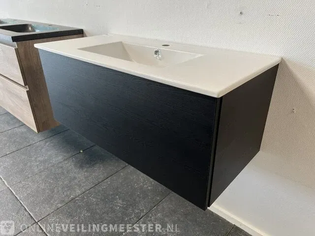Badmeubel incl keramische wastafgel hr, matzwart - afbeelding 3 van  7