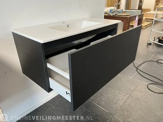 Badmeubel incl keramische wastafgel hr, matzwart - afbeelding 4 van  7