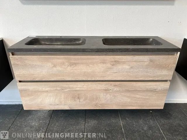 Badmeubel incl natuursteen wastafel primabad, licht eiken - afbeelding 1 van  8