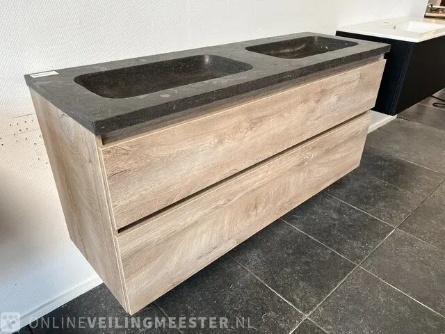 Badmeubel incl natuursteen wastafel primabad, licht eiken - afbeelding 2 van  8