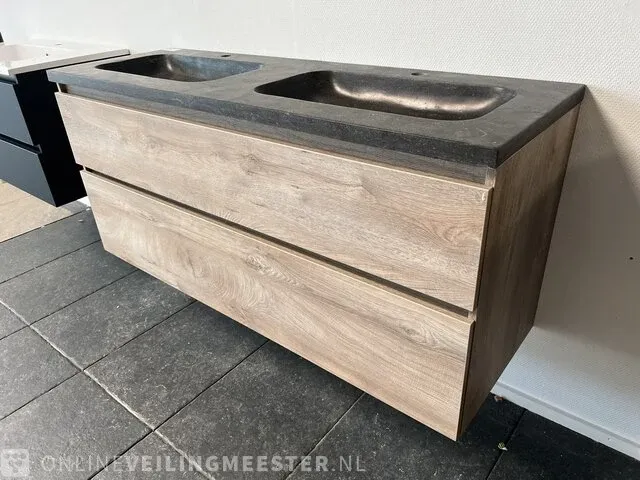 Badmeubel incl natuursteen wastafel primabad, licht eiken - afbeelding 3 van  8
