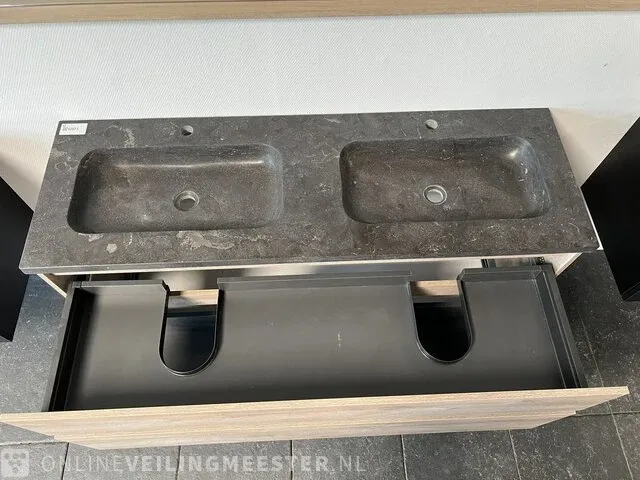 Badmeubel incl natuursteen wastafel primabad, licht eiken - afbeelding 5 van  8