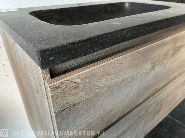 Badmeubel incl natuursteen wastafel primabad, licht eiken - afbeelding 6 van  8
