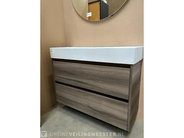 Badmeubel xs- 100cm met keramische wastafel hr badmeubelen, badmeubel, espresso - afbeelding 4 van  11