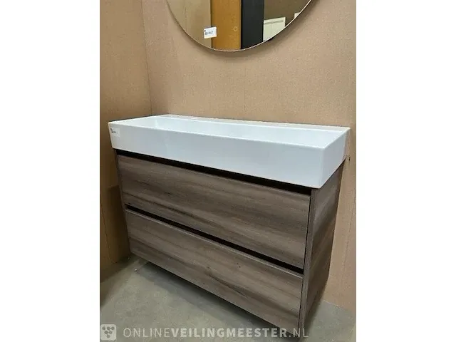 Badmeubel xs- 100cm met keramische wastafel hr badmeubelen, badmeubel, espresso - afbeelding 5 van  11