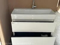 Badmeubel xxl 100 met porseleinen wastafel hr badmeubelen, badmeubel, wit hoogglans - afbeelding 2 van  6