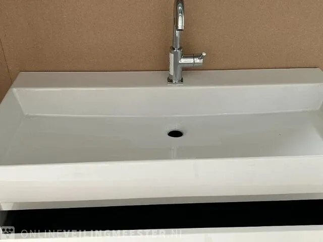 Badmeubel xxl 100 met porseleinen wastafel hr badmeubelen, badmeubel, wit hoogglans - afbeelding 3 van  6